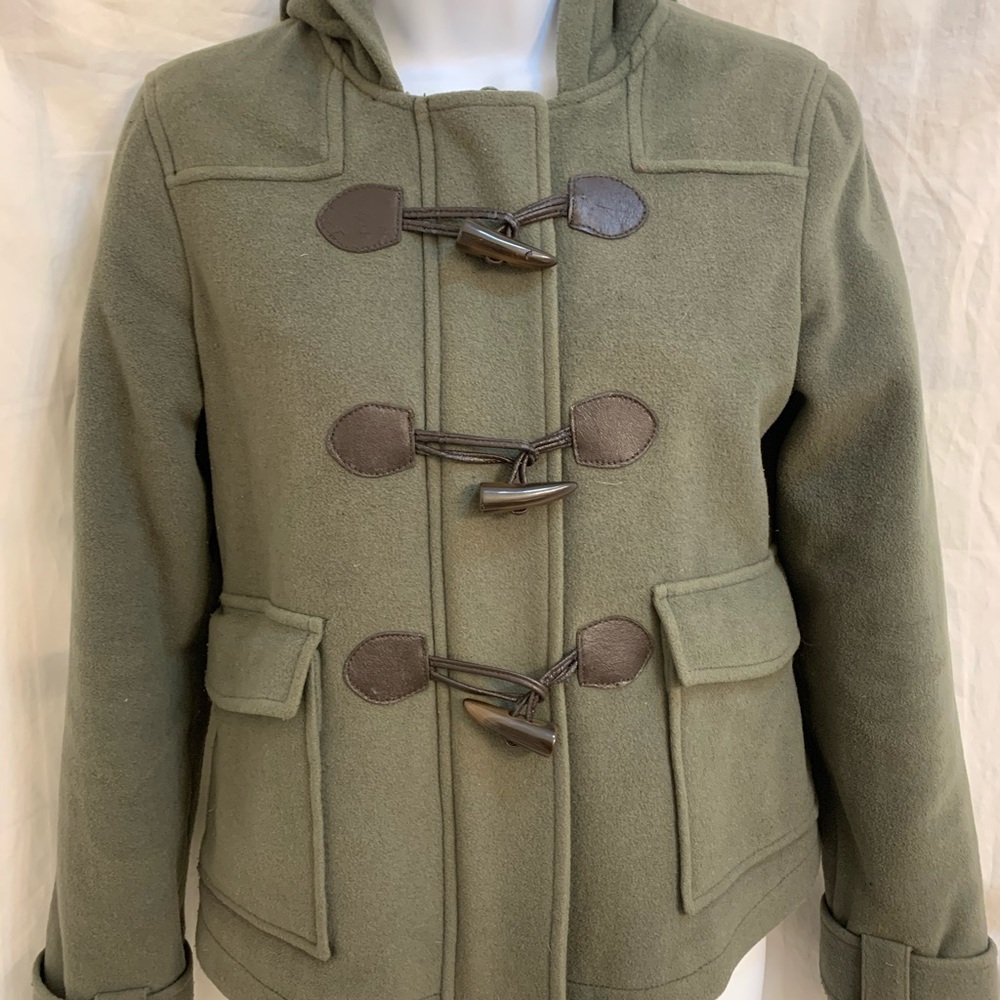 Xhilaration Military Inspired Olive Green Cropped Trench Coat - Medium - Picture 7 of 12